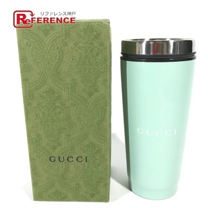 未使用 GUCCI グッチ ロゴ ウォーターボトル 水筒 コップ カップ 非売品 タンブラー ライトブルー系 レディース【中古】