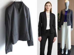 Theory セオリー CLEAN BLAZER LIGHT SAXONY ストレッチウールサキソニー カラーレスジャケット ノーカラー ブレザー 0 チャコール