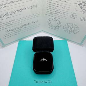 TIFFANY＆Co. ティファニー【未使用品】ダイヤモンド 0.39ct E/VS1 エンゲージ PT950 プラチナ リング 約5号 保証書・ケース付 婚約指輪 