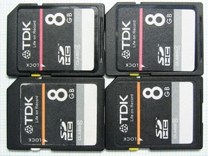 ★TDK ＳＤＨＣ メモリーカード ８ＧＢ ４枚 中古★送料６３円～