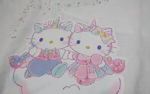 ☆レディース☆HELLOKITTY ☆キラキラ星♪雲の上にお洒落なキティちゃん&ダニエルちゃんの白色半袖Tシャツです(o^―^o)サイズ３Ｌ～４L☆