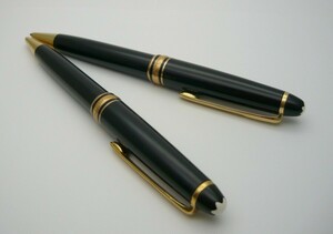 1000円スタート ボールペン 2点 MONTBLANC マイスターシュテュック 記念刻印入り ツイスト式 ブラック×ゴールド 文房具 筆記用具 8 X10023