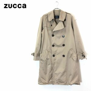 1N1534-F-N◆ zucca ズッカ トレンチコート ジャケット ◆ sizeM コットン100 ベージュ 古着 レディース 秋冬