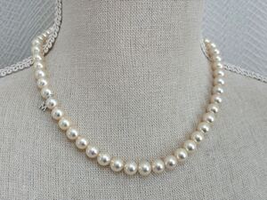 【未着用品】☆MIKIMOTO☆Mチャーム付き/パール アコヤ真珠/ネックレス約8.0mm玉/K18/真珠/約38.2g/アクセサリー/ミキモト/箱付き/定価87万