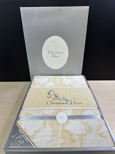 Christian Dior クリスチャンディオール 綿100% 140cm×190cm タオルケット 箱付き　