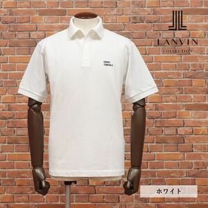 春夏/LANVIN COLLECTION/50サイズ/国産ポロシャツ 清涼カノコ 伸縮性◎ 無地 台襟 BIGシルエット 半袖 新品/白/ホワイト/ib177/