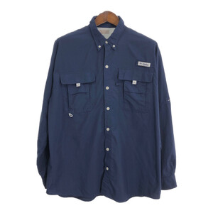 Columbia コロンビア PFG フィッシングシャツ アウトドア ネイビー (メンズ XL相当) 中古 古着 R2144