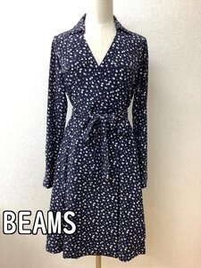 ビームス (BEAMS) ネイビー×白柄 ワンピース サイズ1