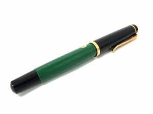 1円 ■極美品■ Pelikan ペリカン 万年筆 筆記用具 文房具 ステーショナリー ブラック系×グリーン系×ゴールド系 FD1786