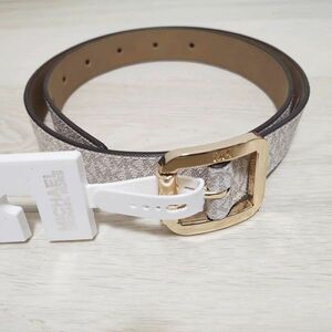 新品 マイケルコース レディース用 ベルト シグネチャー ロゴ 白 ホワイト Lサイズ MICHAEL KORS s011