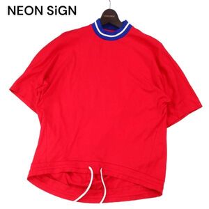 NEON SIGN ネオンサイン 春夏 衿リブ★ 半袖 モックネック ビッグシルエット Tシャツ カットソー Sz.2　メンズ 日本製　I4T01379_4#D