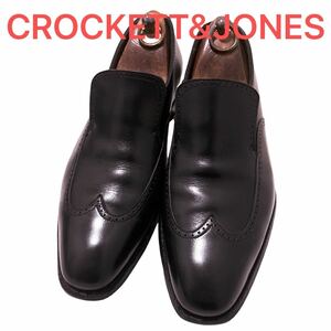 439.CROCKETT&JONES クロケットアンドジョーンズ BRENTWOOD スリッポン ビジネスシューズ レザーシューズ ブラック 8D