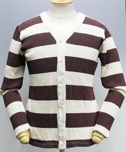 Fullcount (フルカウント) Lot 3706 Border Waffle Cardigan / ボーダーワッフル カーディガン 美品 バーガンディ size 40(L)