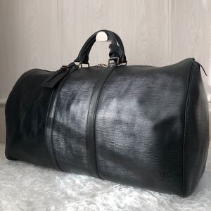 極美品/キーポル55●ルイヴィトン LOUIS VUITTON ボストンバッグ 旅行かばん メンズ ビジネス 大容量 エピ レザー 本革 黒 ブラック 出張