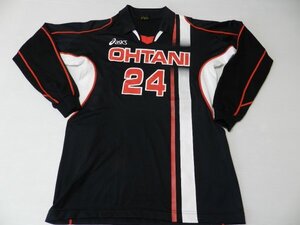 asics/アシックス製！【★『OHTANI/大谷！＃24』高校・大学！/ブラック！クラブ・部活！】バレーボール・ユニフォーム！/Lサイズ