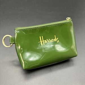 即決 Harrods エナメル ポーチ