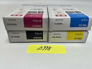 B-998【新品】 エプソン　EPSON　インクカートリッジ　Lサイズ　ICBK90L/ICC90L/ICM90L/ICY90L　BK/C/M/Y　4色4個セット　純正