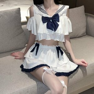 LRM1990★コスプレ衣装 超セクシー 悩殺 セーラー服【トップス・スカート・ショーツ3点セット】 学生服 ミニスカート ナイトウェア