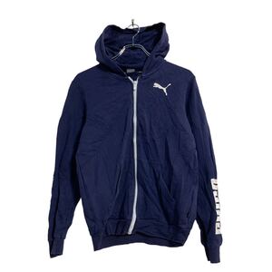 PUMA ロゴ スウェット パーカー キッズ XL ネイビー ホワイト プーマ ジップアップ 古着卸 アメリカ仕入 a604-6714