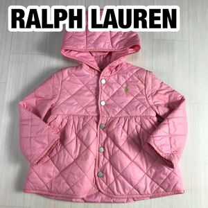 RALPH LAUREN ラルフローレン ダウンジャケット 24M 90/52 ピンク キルティング フード付 キッズ 刺繍ポニー