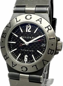 1円〜 H BVLGARI ブルガリ ディアゴノ チタニウム TI32TA カーボンダイヤル メンズ クォーツ デイト アンティーク 時計 12575857