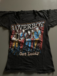 1980s ビンテージ loverboy ラバーボーイ GET LUCKY ツアーＴシャツ バンドT