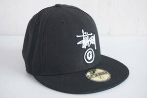 STUSSY*59.6ｃｍ*ステューシー*NEW ERA/ニューエラ*刺繍入りベースボールキャップ/帽子*黒/ブラック*59FIFTY