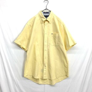 HZ9819★TOMMY HILFIGER : 半袖オックスフォードシャツ★M★イエロー系 オールド トミーヒルフィガー OLD