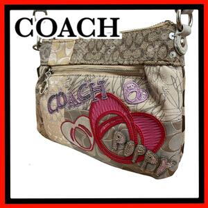 POPPY ポピー coach コーチ ショルダーバッグ スパンコール 保存袋有 ミニバッグ サブバッグ 