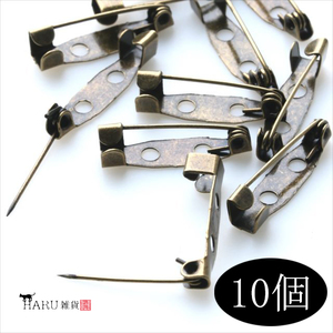 アンティーク ブローチピン 10個 20mm 金古美 ピンブローチ 金具 パーツ ハンドメイド アクセサリー コサージュピン HARU雑貨qn