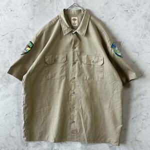 Dickies ディッキーズ　ワークシャツ 半袖シャツ ロゴ　ワッペン サイズXL