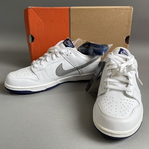 MS1137 未使用 NIKE ナイキ DUNK LOW ダンクロー 309431 104 28cm タグ・紐・箱付き 2005年製 ホワイトxグレーxブルー (検)スニーカー 白 