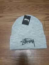 未使用 新品 Stussy ニット帽 グレー ステューシー