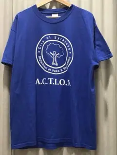 【送料無料】USA古着ジャージーズA.C.T.I.O.N. ロゴプリントTシャツ