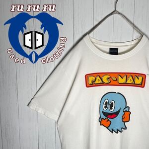 [古着]パックマン　半袖　Tシャツ　プリントロゴ　インキー　アーケードゲーム　白