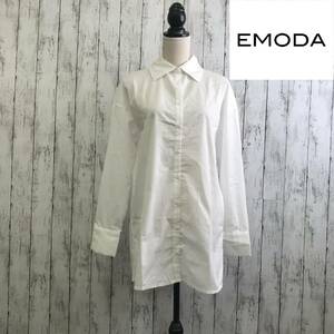 EMODA　エモダ　ワイドオーバーシャツ　Fサイズ　ホワイト　ゆったりとしたシルエット　S10-247　USED