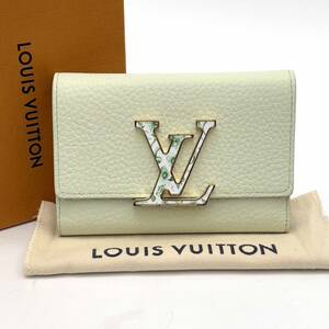 d708 ◇超美品◇ LOUIS VUITTON ルイヴィトン ポルトフォイユ・カプシーヌ コンパクト レザー 財布●レディース ライトグリーン M82009