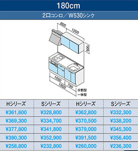 ★クリナップ・コンパクトキッチン55％OFF★『コルティ』1800mm・開き扉タイプ