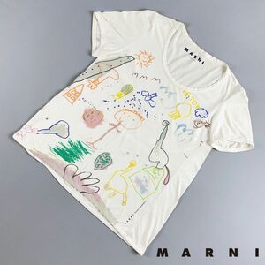 美品 MARNI マルニ Dreams of growing up チャリティーイベントTシャツ イラストプリント トップス レディース 白 ホワイト サイズ38*RC502