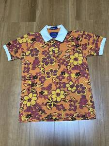 USED fred perry ポロシャツ　サイズM オレンジ系　花柄　フレッド　ペリー