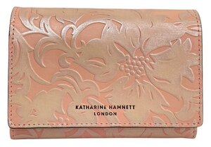 未使用 キャサリンハムネット 財布 折り財布 型押し 花柄 ナデシコ レザー ピンク　KATHARINE HAMNETT　【中古】