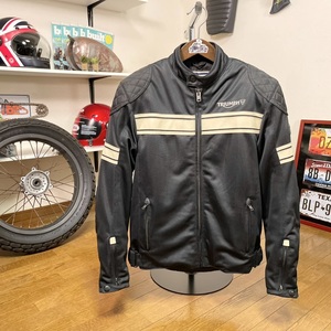 ほぼ未使用☆TRIUMPH トライアンフ ROWLAND JACKET メッシュジャケット ブラック/M（XL相当）◆バイク シングルライダース アウター 春夏