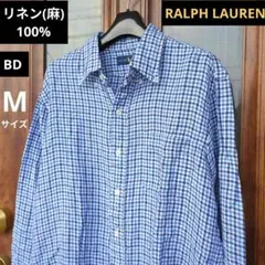 【RALPH LAUREN】BDリネンシャツ　麻100%　ブルー　Mサイズ