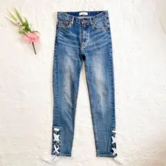 美品　AMERI SIDE LACE UP SKINNY DENIM　アメリ