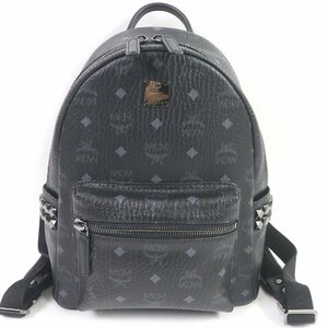 未使用品□MCM エム・シー・エム MMK65VE37BK001 STARK レザー ヴィセトス スタッズ リュック バックパック ブラック 保存袋付き メンズ