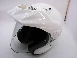 【送料無料】良品 Arai アライ CTZ CT-Z GLASS WHITE グラスホワイト Mサイズ ジェットヘルメット