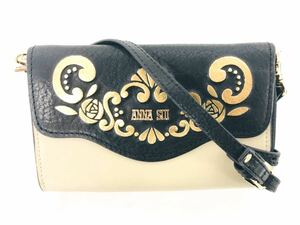 023 ANNA SUI アナスイ ウォレット 財布 お財布ショルダー ミニバッグ ポーチ ベージュ/ブラック/ゴールド