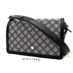 1円 美品 CELINE セリーヌ マカダム トリオ フラップ 2way キャンバス ハンド ショルダー バッグ dD05115N