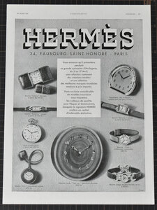 HERMES　エルメス　時計　１９３５年　オリジナル　フランス雑誌広告　フランス