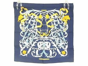 1円 ■新品■未使用■ HERMES エルメス LE MORS A LA CONETABLE【轡の気品】カレ45 プチカレ シルク100% スカーフ ブルー系 AY3896